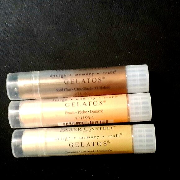 Faber-Castell Gelatos Lot of 3 Two NEW - Peach & Caramel/One Used - Iced Chai - Picture 1 of 3